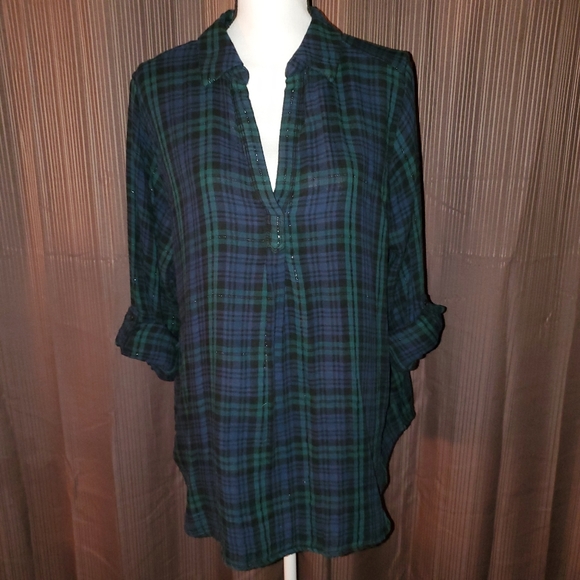 Sonoma Tops - 4/$24🌟Sonoma Green & Blue Plaid Top